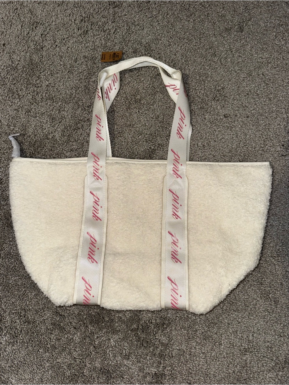 PINK Victoria's Secret Cream Sherpa Tote Bag